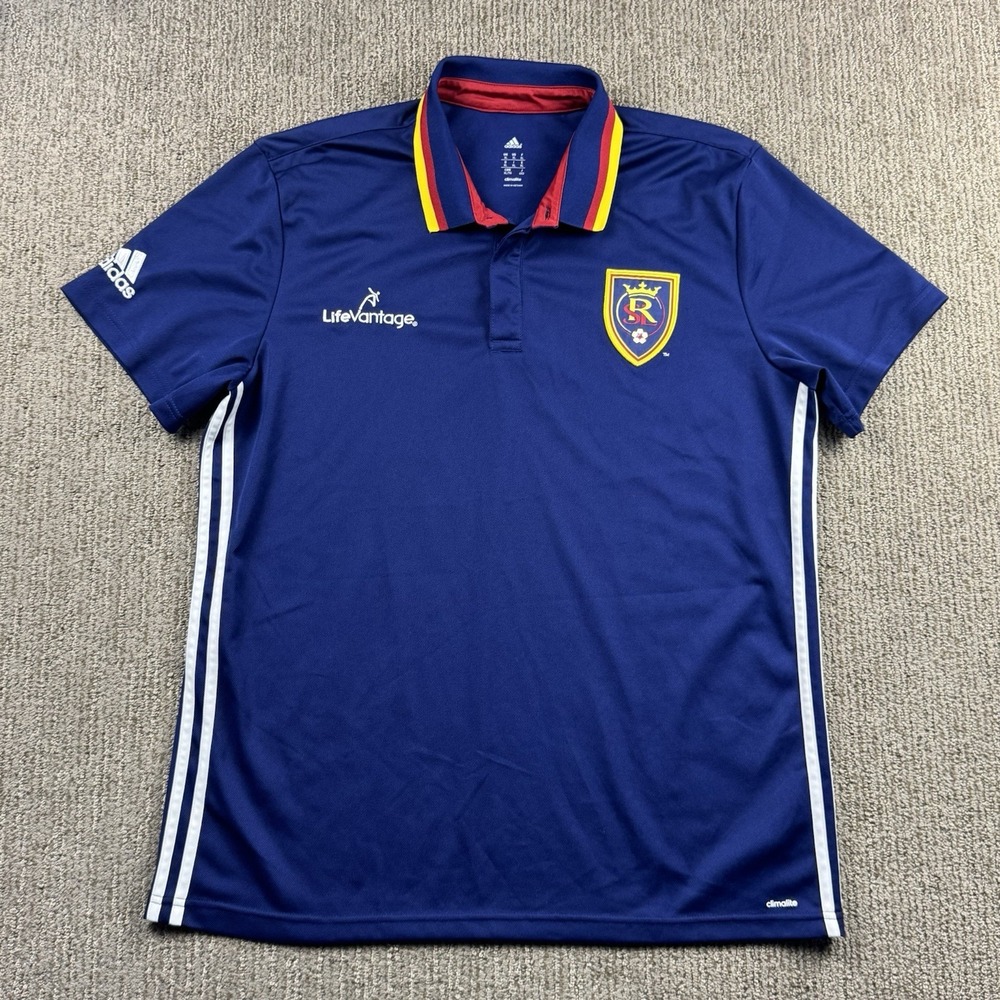 Adidas Mens XL REAL Salt Lake Polo Shirt Short Sleeve LifeAdvantage MLS Golf